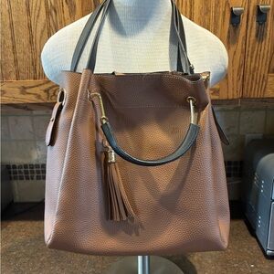 Elegant Brown Leather Tote Bag purse